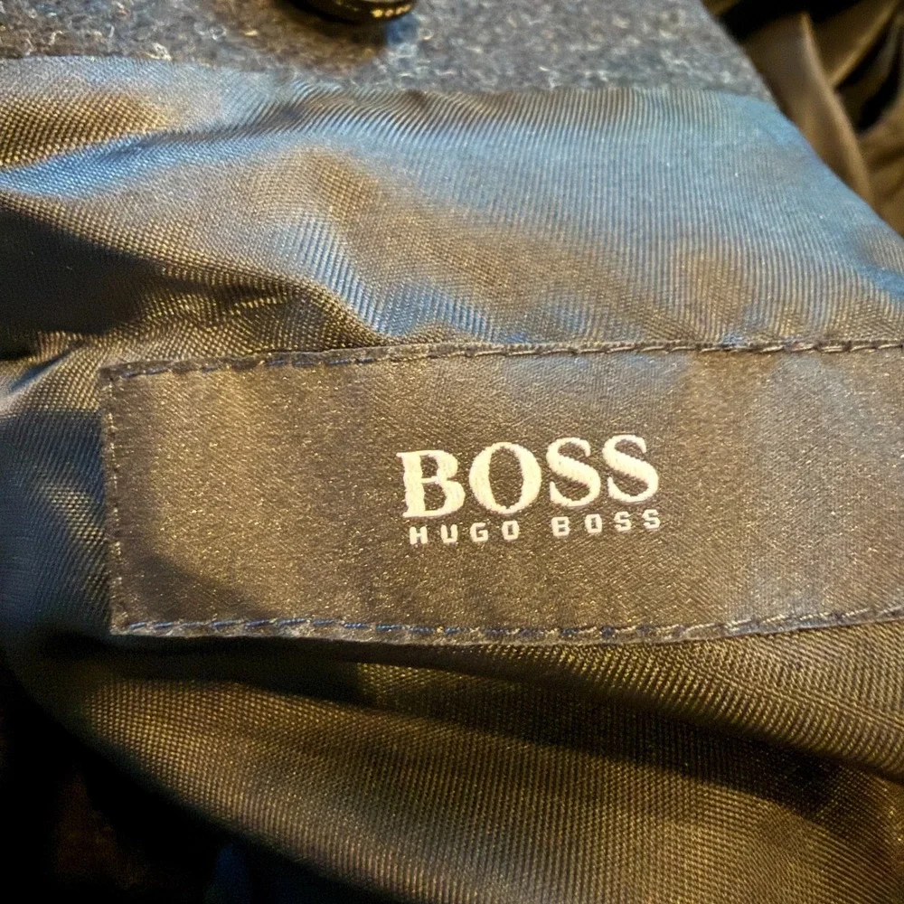 Boss Hugo Boss Stratus Mens Long Overcoat Navy Blue Single‎ Breasted Size 44L